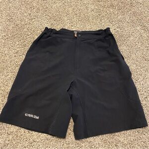 VTG Pearl Izumi Womens Cycling Shorts Black Velcro Pockets L Nylon *see describe